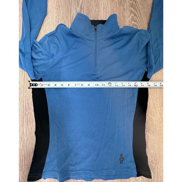 Smartwool|Womens|1/4‎ Zip Pullover|100% Merino Wool|Blue w/Black|SZ M - Picture 4 of 10
